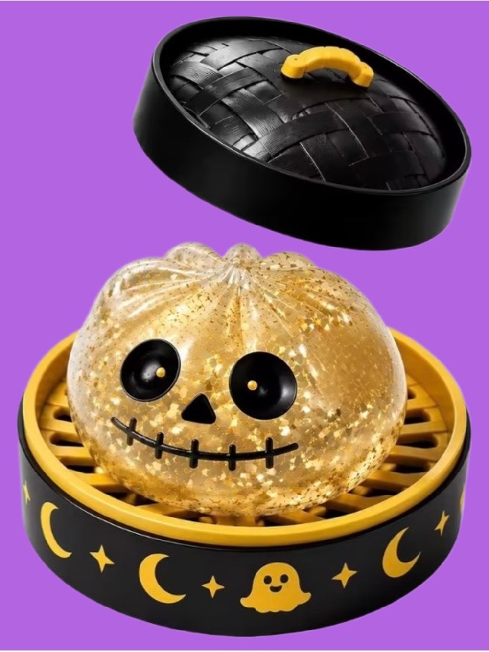 New! Halloween Blink Box Mystery Figure Glitter Gold Skeleton Ghost Squishy